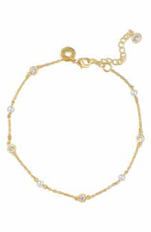 CZ by Kenneth Jay Lane Faux Pearl & Cubic Zirconia Station Bracelet