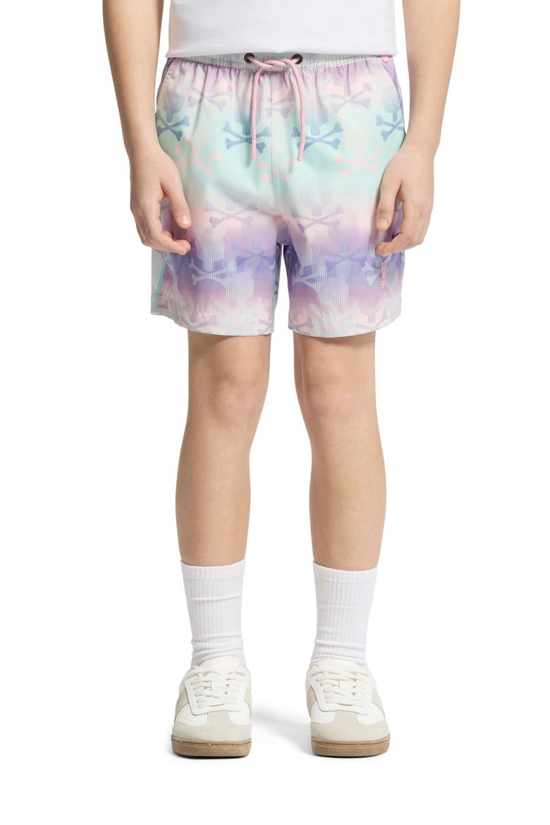 Kids' Foster Bunny Swim Trunks, Alternate, color, LAVENDER GRAY