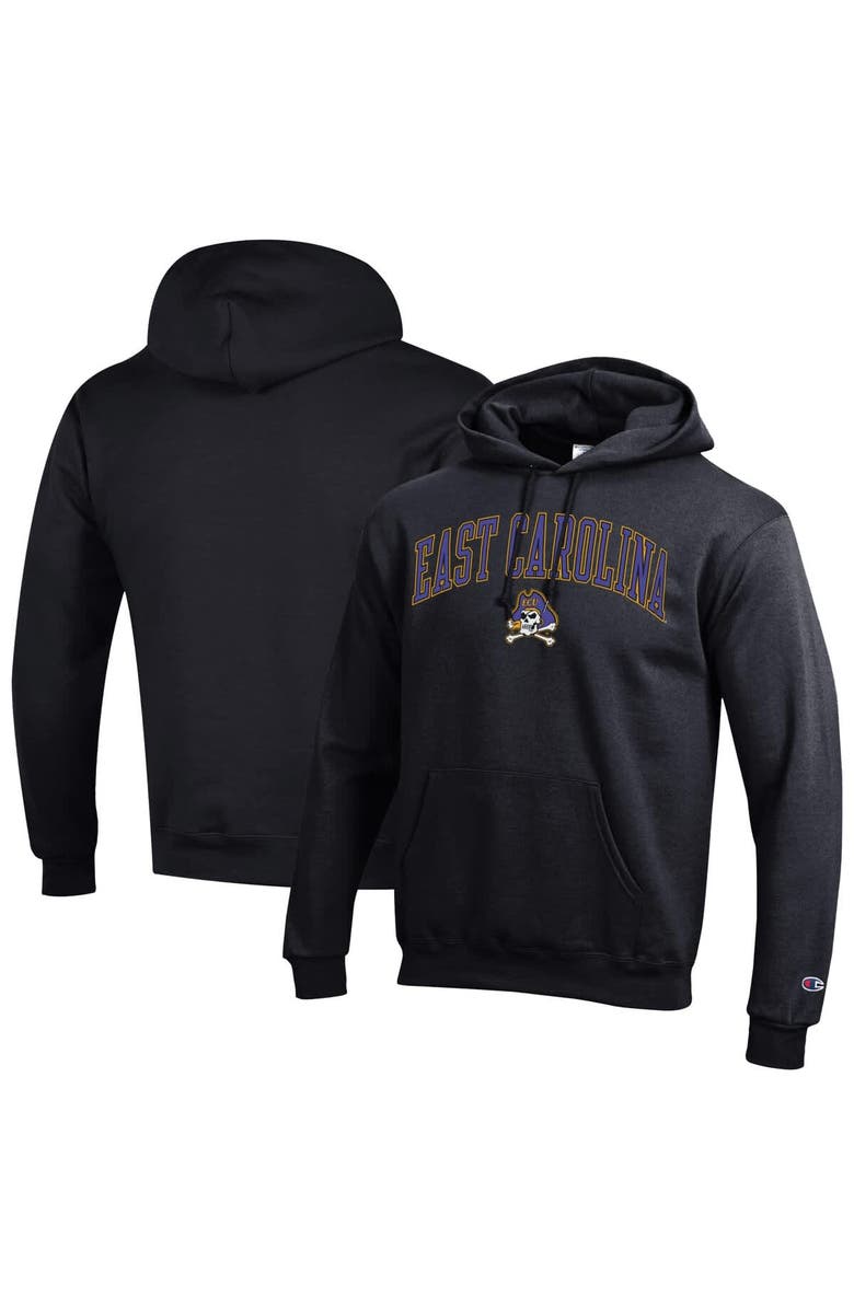 Champion Men's Champion Black ECU Pirates Arch Over Logo Pullover Hoodie, Alternate, color, Black