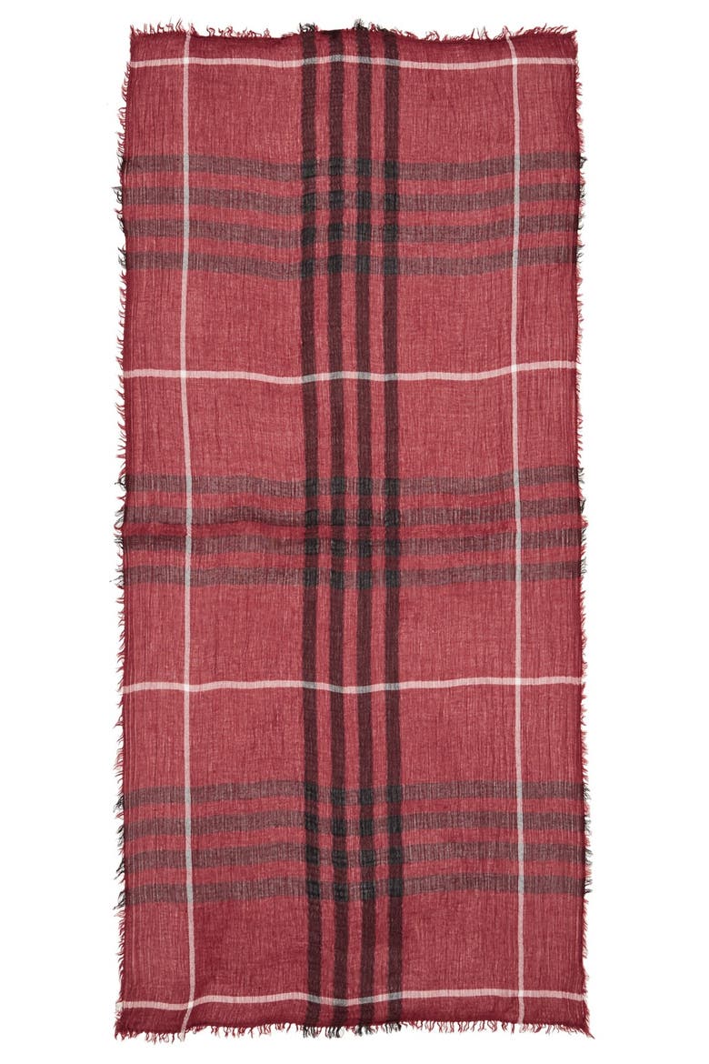 Plaid Oblong Scarf, Alternate, color, BURGUNDY