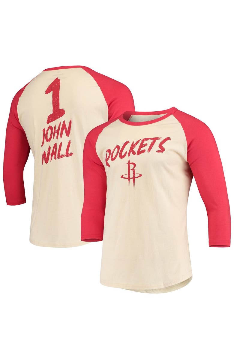 FANATICS Men's Fanatics Branded John Wall Cream Houston Rockets NBA 3/4-Sleeve Raglan T-Shirt, Main, color,