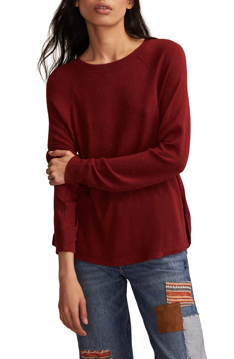 Lucky Brand Long Sleeve Crewneck T-Shirt, Main, color, Syrah Red