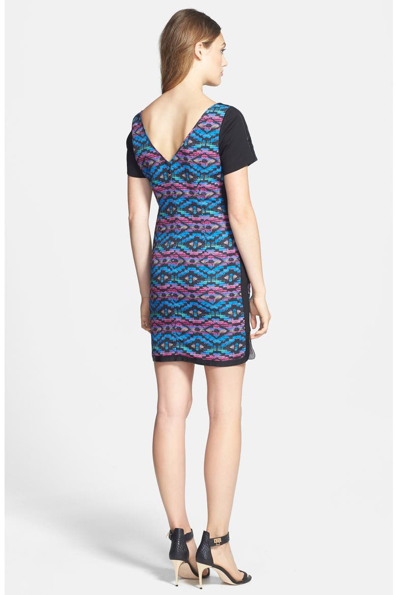Print Faille Shift Dress, Alternate, color, ZIG ZAG PRINT