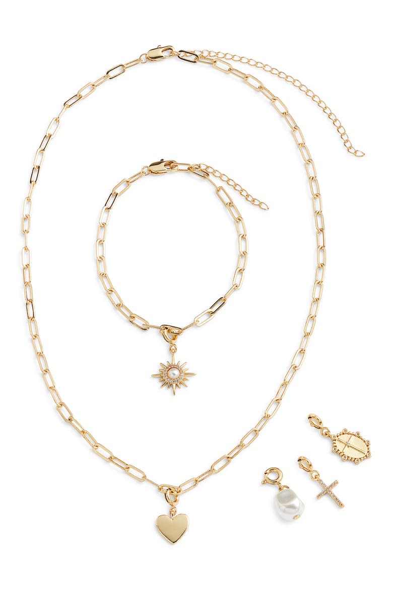 Build Your Own Charm Bracelet & Necklace Set, Alternate, color, CLEAR- WHITE- GOLD