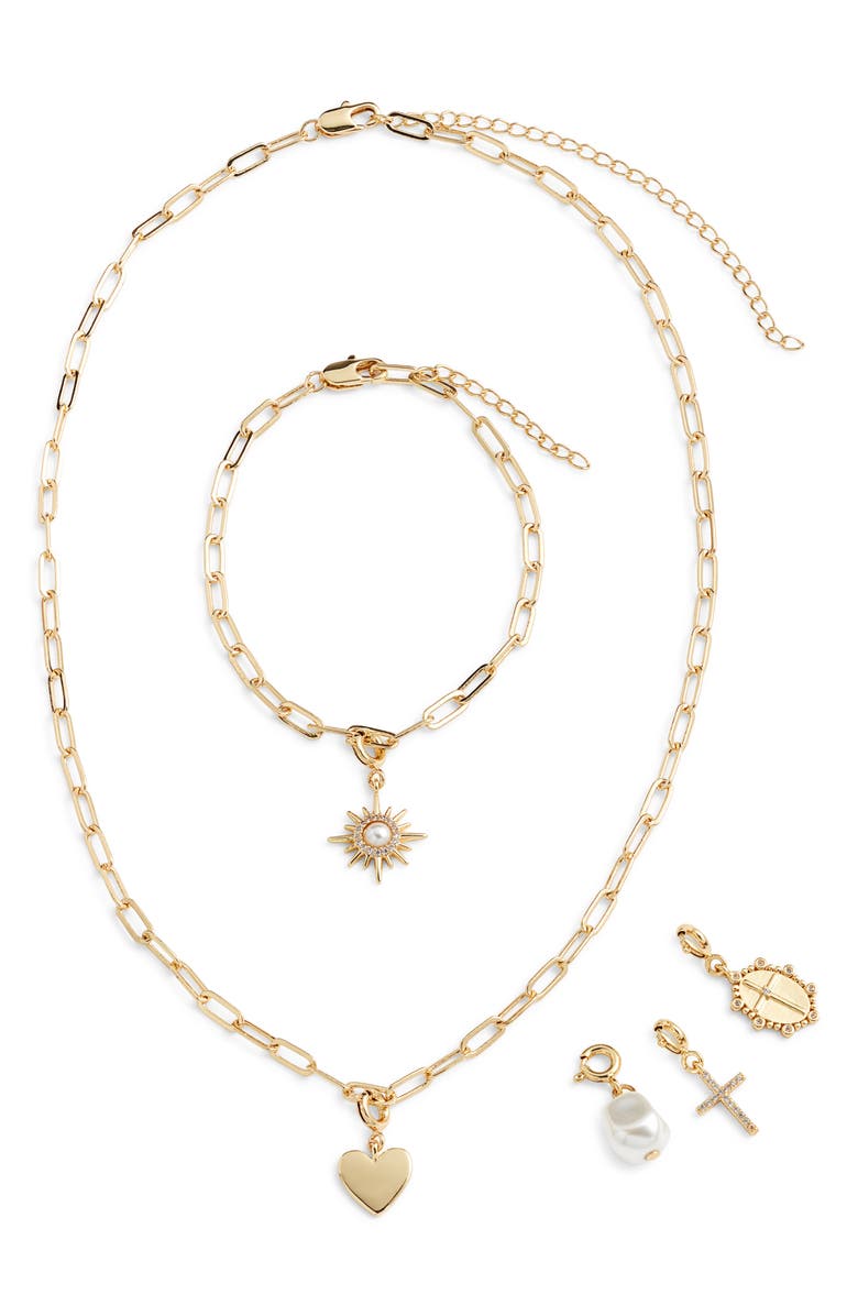 Chelsea28 Build Your Own Charm Bracelet & Necklace Set, Alternate, color, Clear- White- Gold