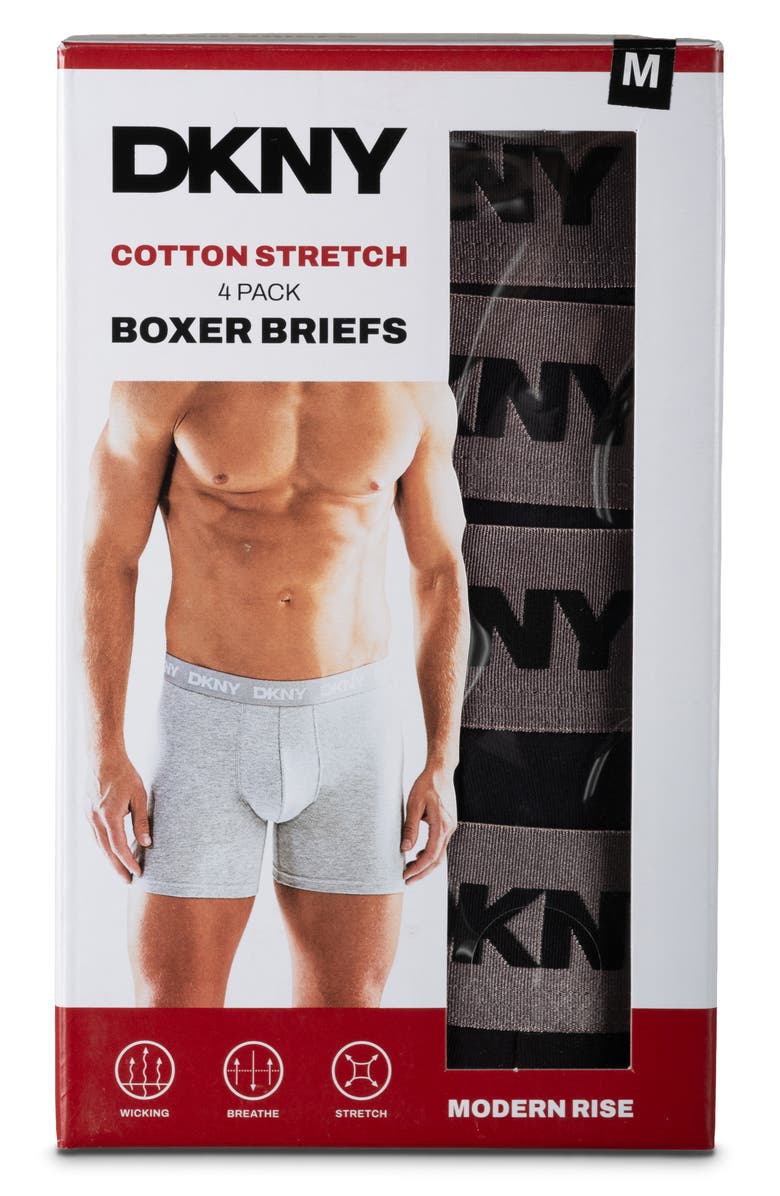 DKNY Pack of 4 Boxer Briefs, Alternate, color, Black/Black/Black/Black