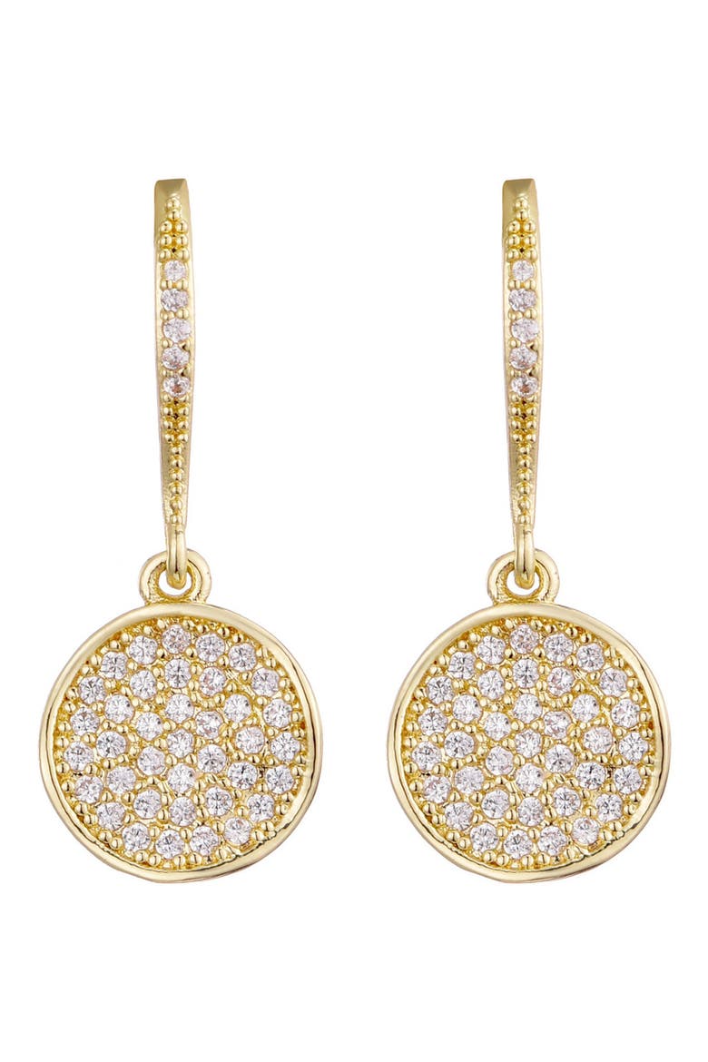 Cubic Zirconia Pebble Wavy Drop Earrings, Alternate, color, GOLD