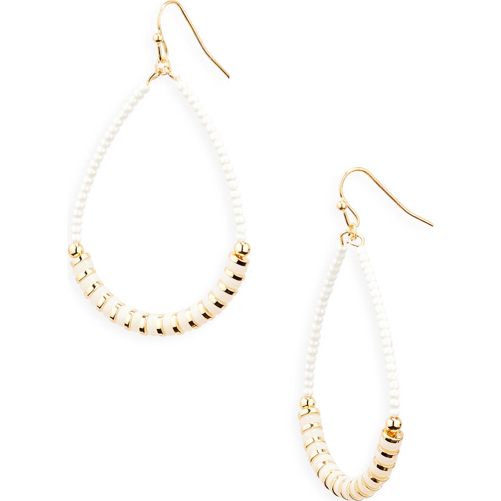 Cara Faux Pearl Beaded Teardrop Earrings In Ivory