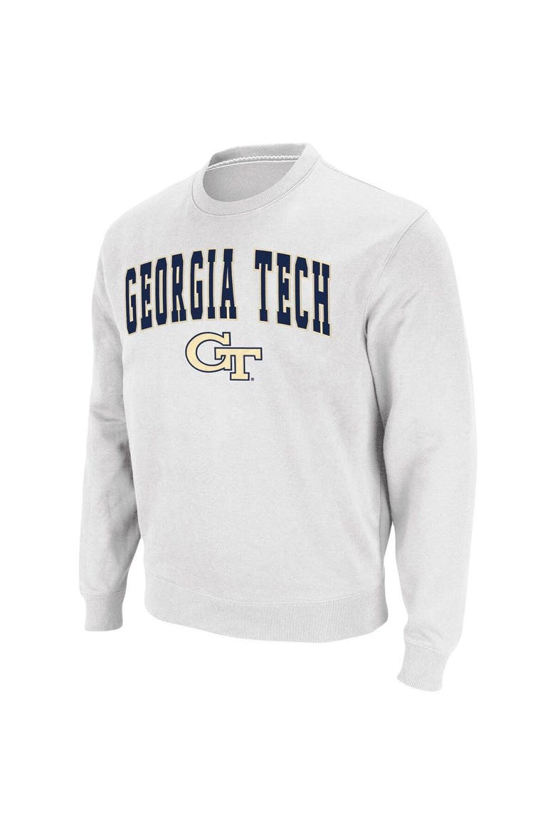 Men's Colosseum White Georgia Tech Yellow Jackets Arch & Logo Tackle Twill Pullover Sweatshirt, Alternate, color, White