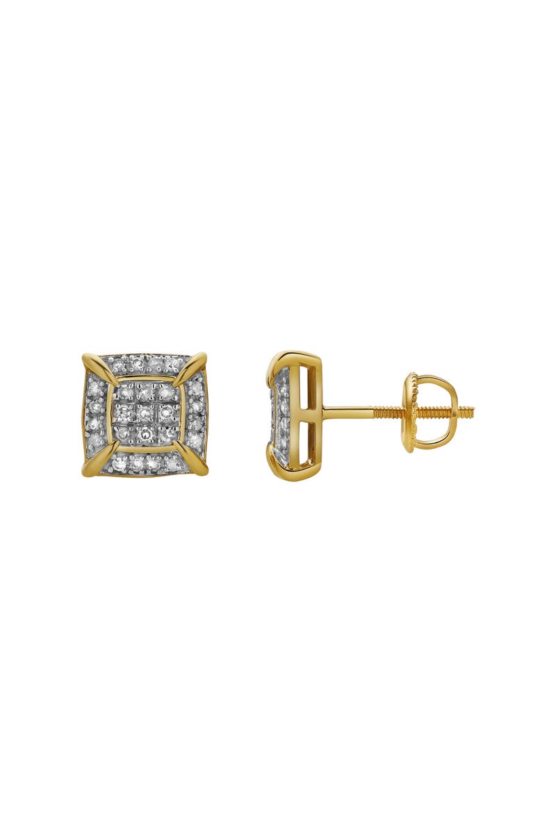 LuvMyJewelry Frost 10K Yellow Gold Cluster Diamond Unisex Earrings - 0.19 Cts, Alternate, color,