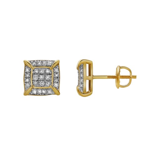 Luvmyjewelry Frost 10k Yellow Gold Cluster Diamond Unisex Earrings In 10k Yellow Gold