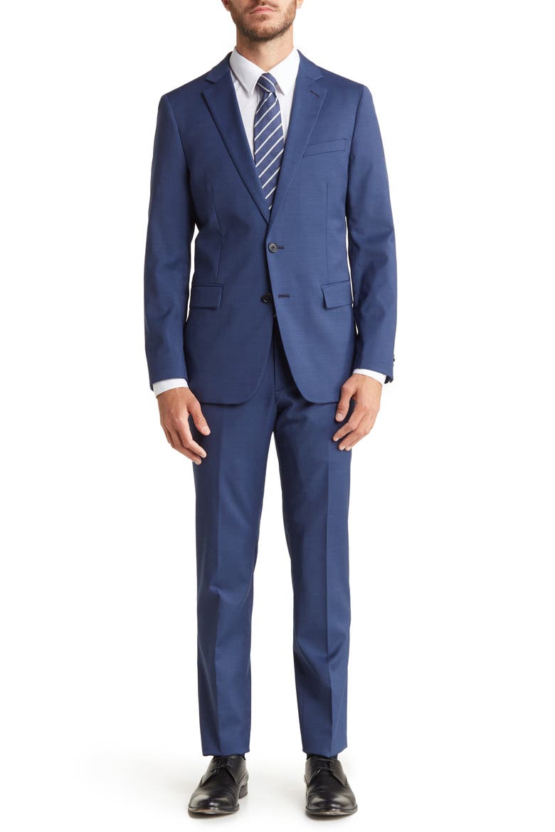 2-Piece Jacket & Pants Wool Blend Suit Set, Main, color, NAVY