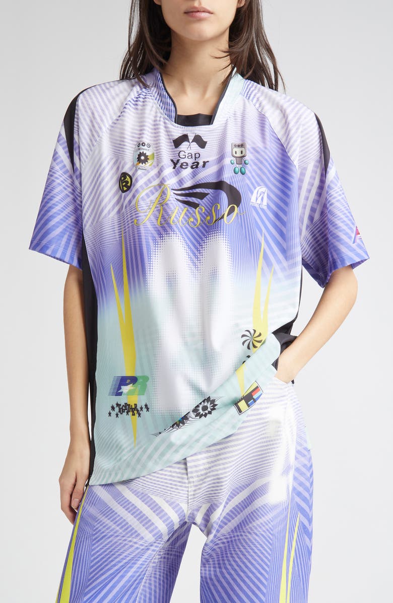 Paolina Russo Oversize Short Sleeve Stretch Jersey Top, Main, color, 