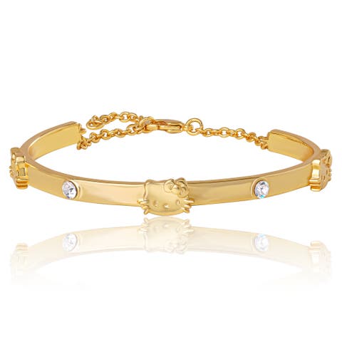 Station Bracelet, Gold-Tone, Crystal Accents