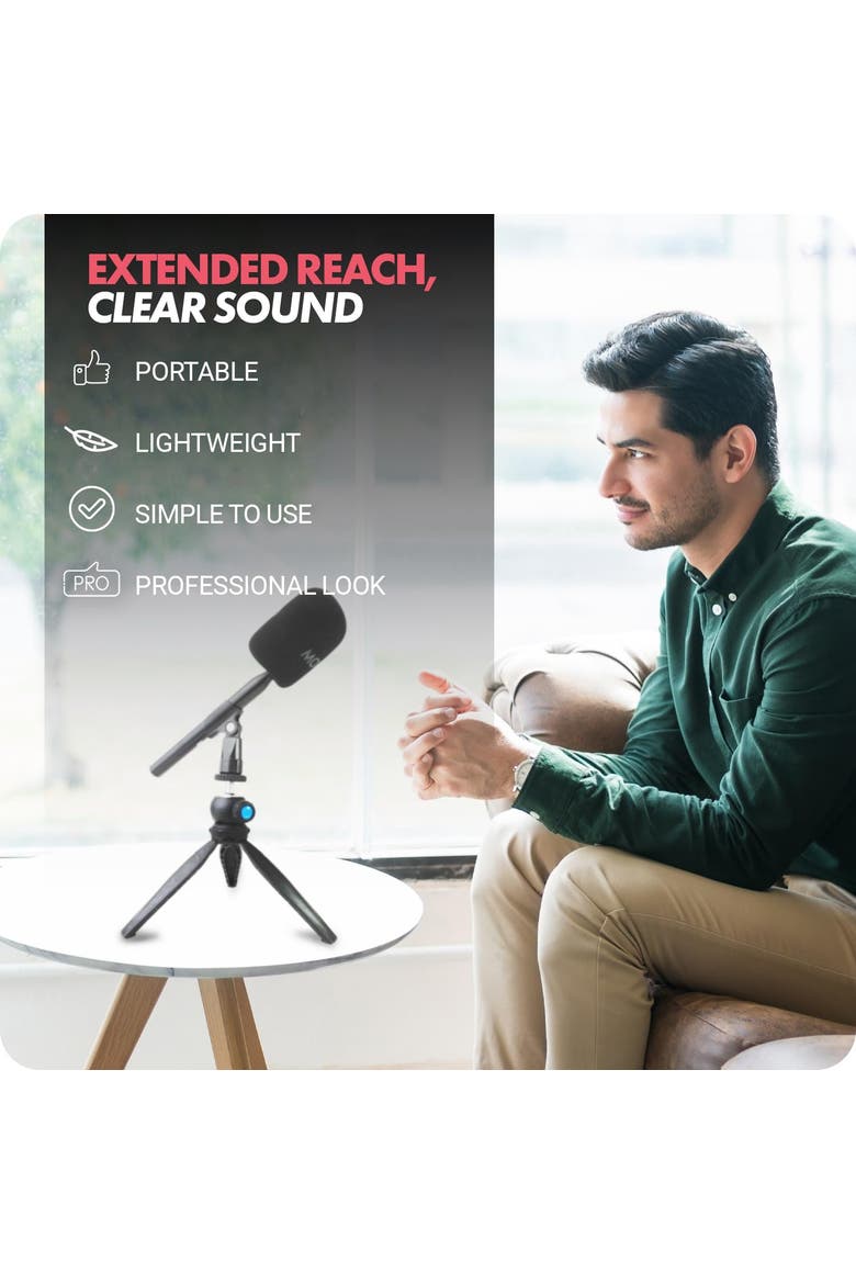 HMT-2 Tabletop Tripod Microphone Stand for WMX-HM and Rode Interview Go, Alternate, color, Black