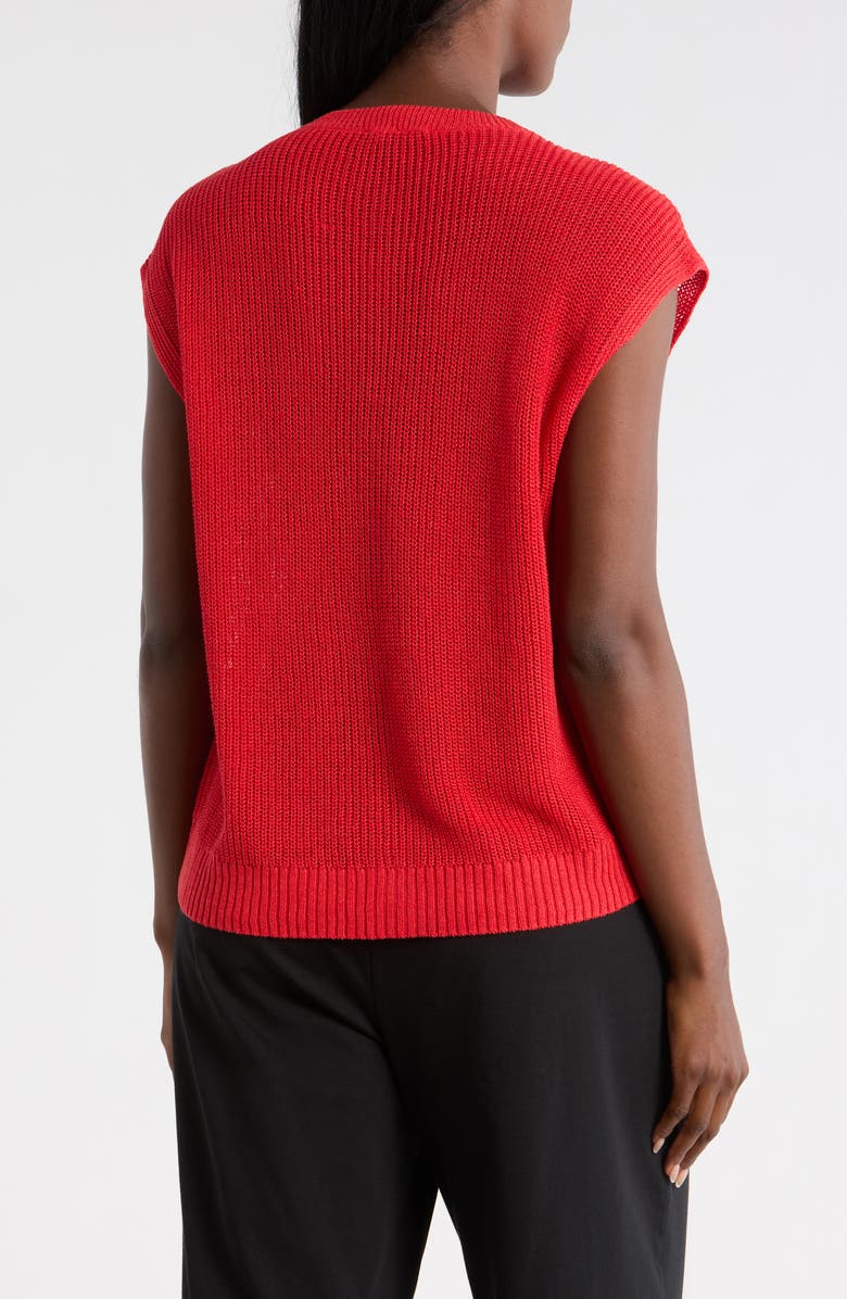 Eileen Fisher Organic Linen & Organic Cotton Sweater Vest, Alternate, color, Cherry