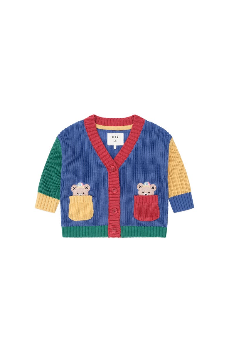 Huxbaby Colour Block Varsity Hux Cardi, Main, color, Blue Multi