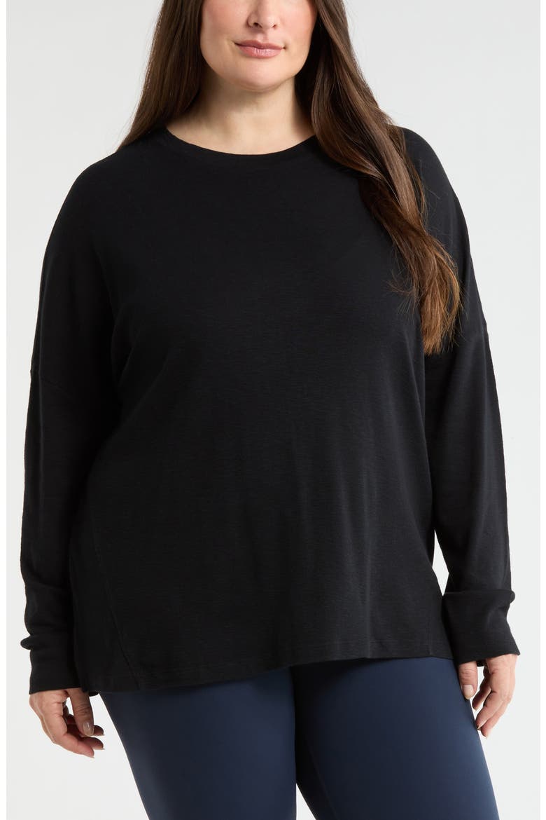 Ease Up Rib Oversize T-Shirt, Main, color, BLACK