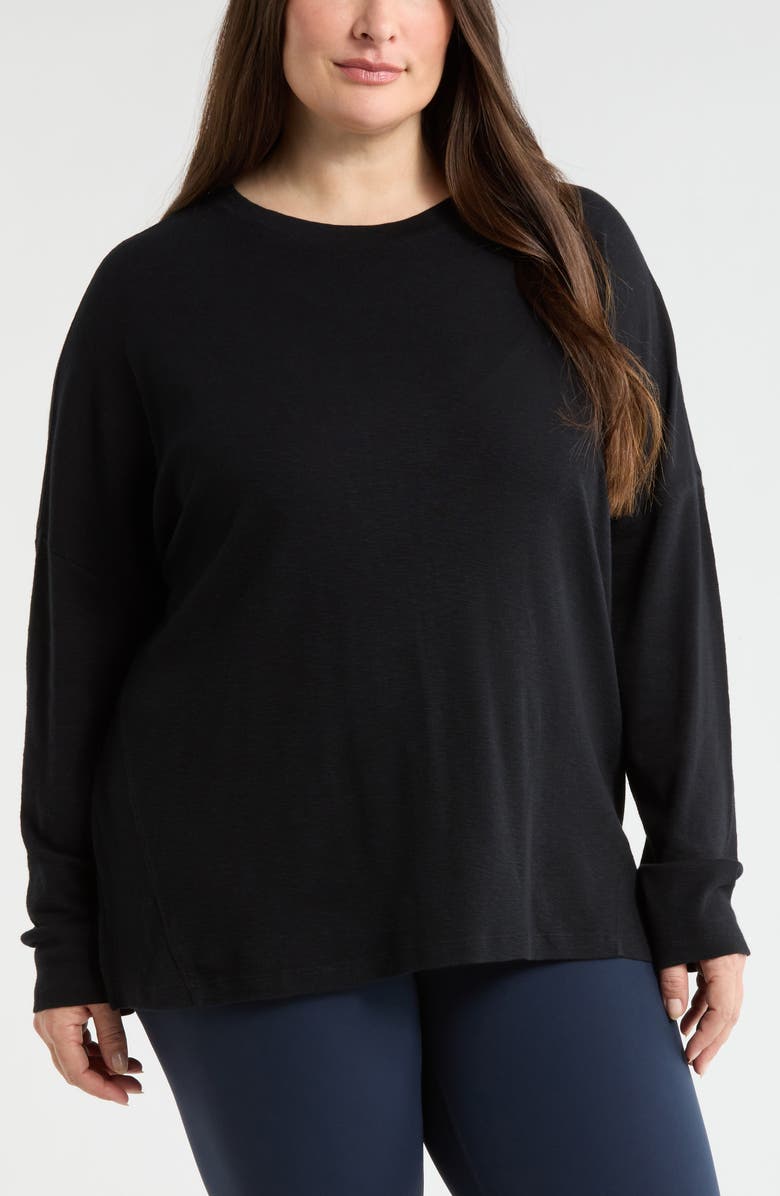Zella Ease Up Rib Oversize T-Shirt, Main, color, Black