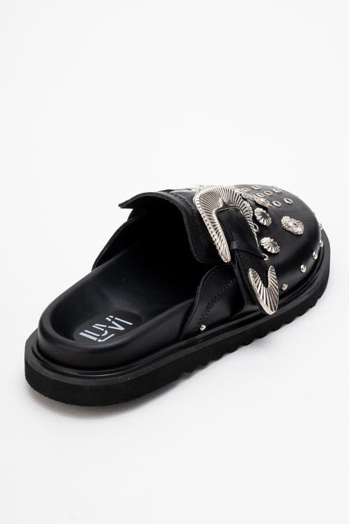 Forever & Always Shoes Maril Leather Buckle Sandal In Black