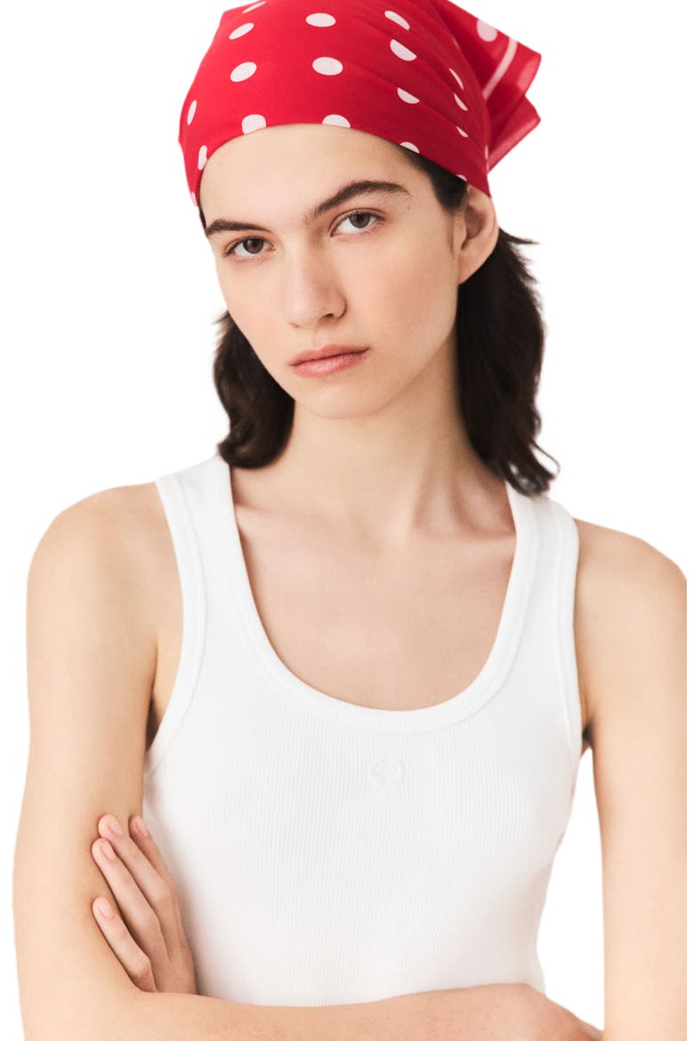 Polka dot cotton bandana, Alternate, color, Red dots print