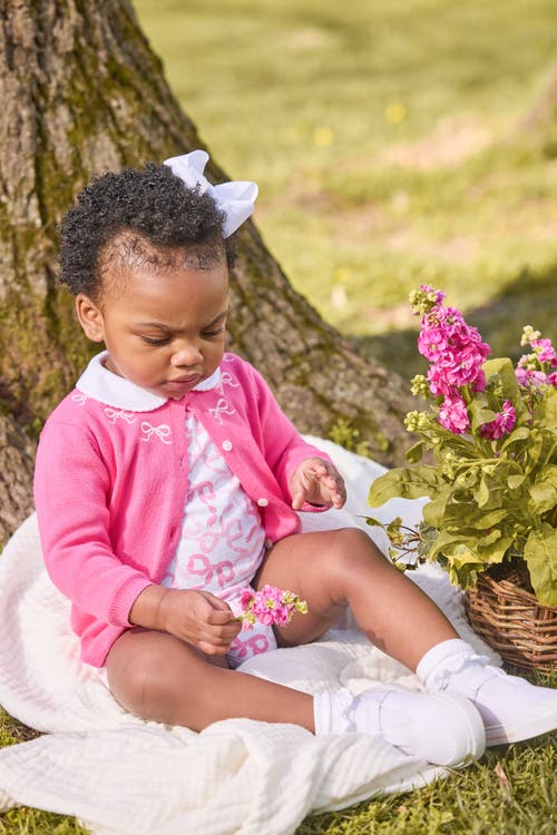 Little English Kids' Embroidered Essential Cardigan In Pink