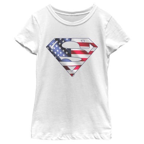Girl's Superman American Shield Logo  Graphic T-Shirt