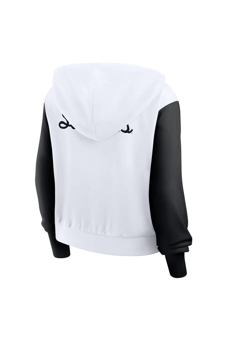 Women's Jordan Brand White Oklahoma Sooners Cropped Athletic Prep Color Block Script Full-Zip Hoodie, Alternate, color, White