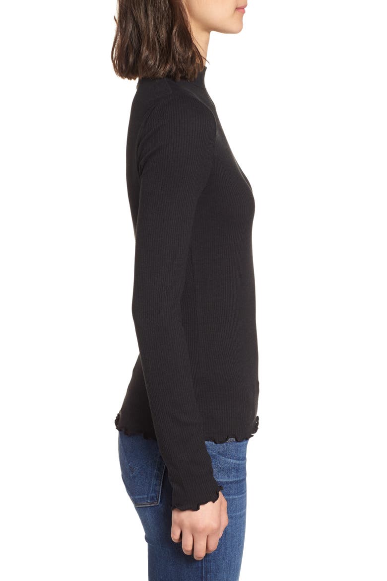 Slim Rib Long Sleeve Tee, Alternate, color, BLACK