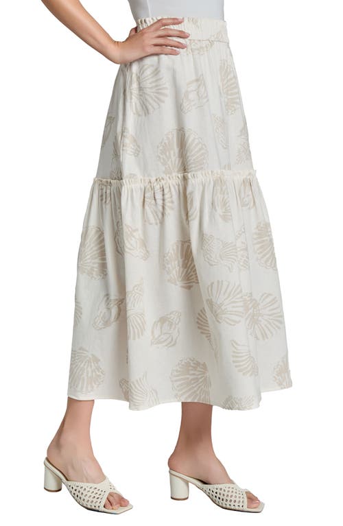 Jones New York Petite Pull-on Tiered Midi Skirt In Jones White/natural St