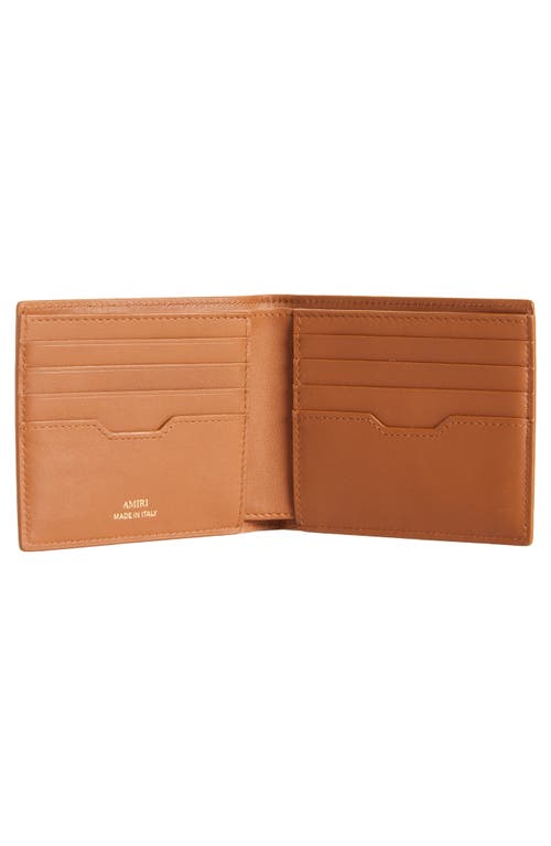 Amiri Ma Icon Croc Embossed Leather Bifold Wallet In Brown