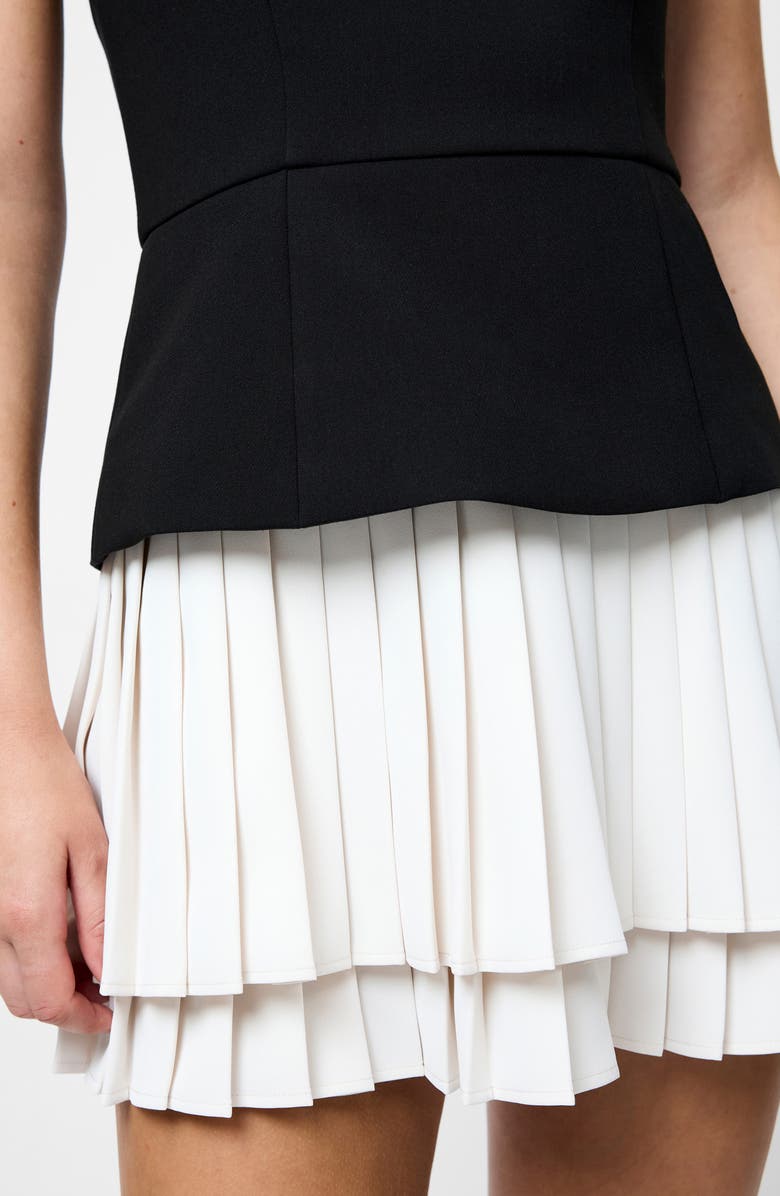 French Connection Azra Strapless Mixed Media Minidress, Alternate, color, Black Porcelain Cream