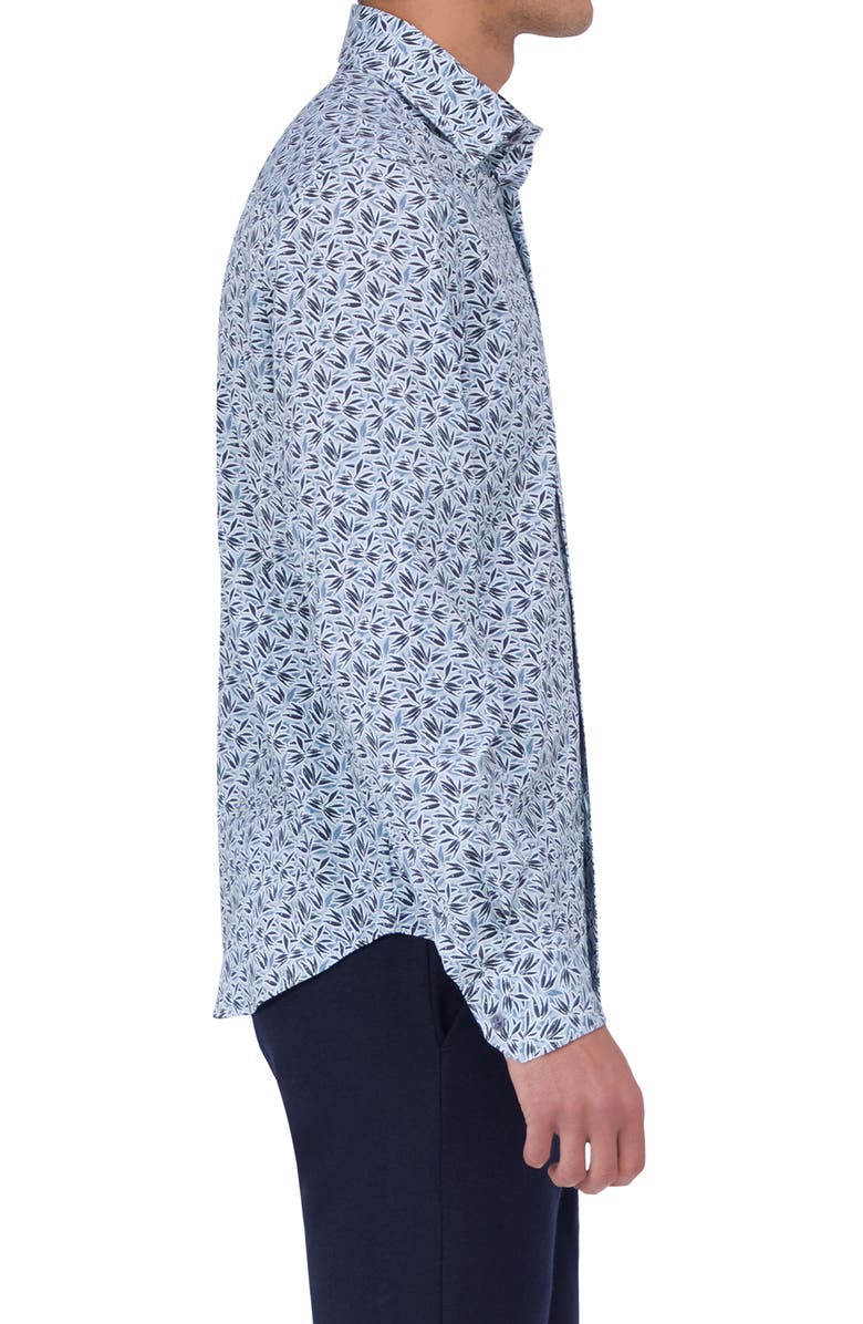 Bugatchi James OoohCotton<sup>®</sup> Leaf Print Button-Up Shirt, Alternate, color, Sage