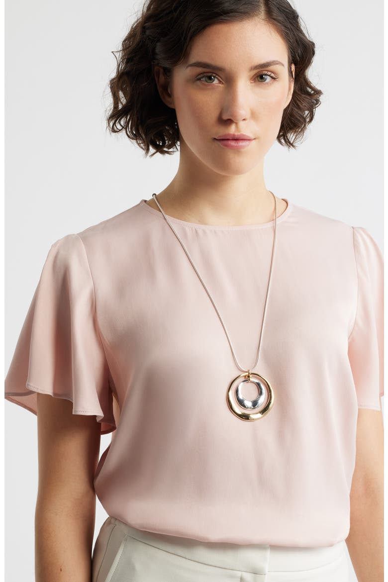 Concentric Circle Pendant Necklace, Alternate, color, GOLD- SILVER