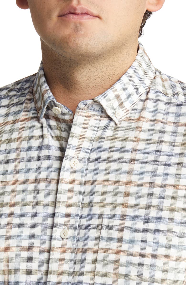 Johnston & Murphy Men's Plaid Corduroy Button-Up Shirt, Alternate, color, Ivory