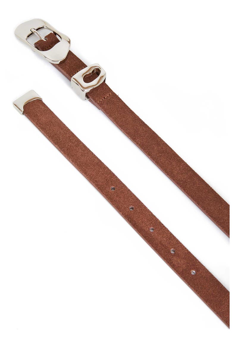 Moderna Leather Belt, Alternate, color, WARM TRUFFLE AND SILVER