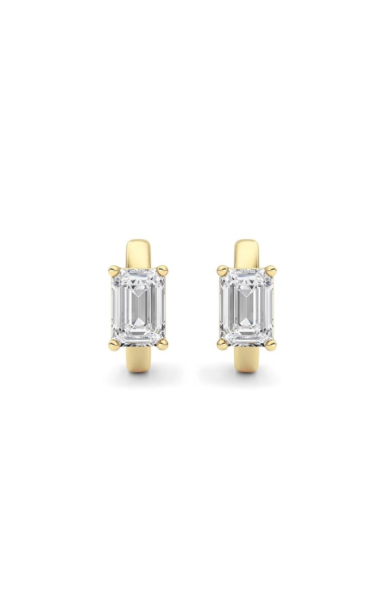 2Ct TW Emerald Diamond Hoops 14k Gold Lab Grown Huggie Earrings, Main, color, 14k Yellow Gold