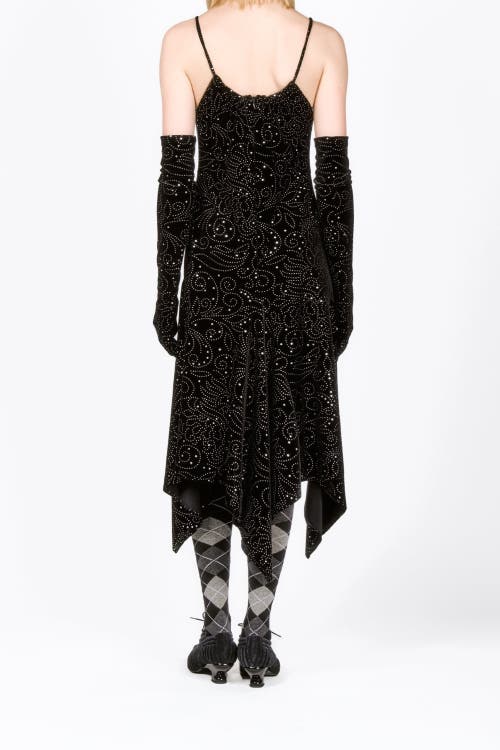 Anna Sui Bugle Bead Sequins Long Gloves In Black Multi
