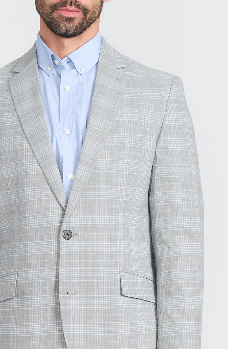 SAVILE ROW CO Hoxton Grey Plaid Stretch Suit, Alternate, color, Grey