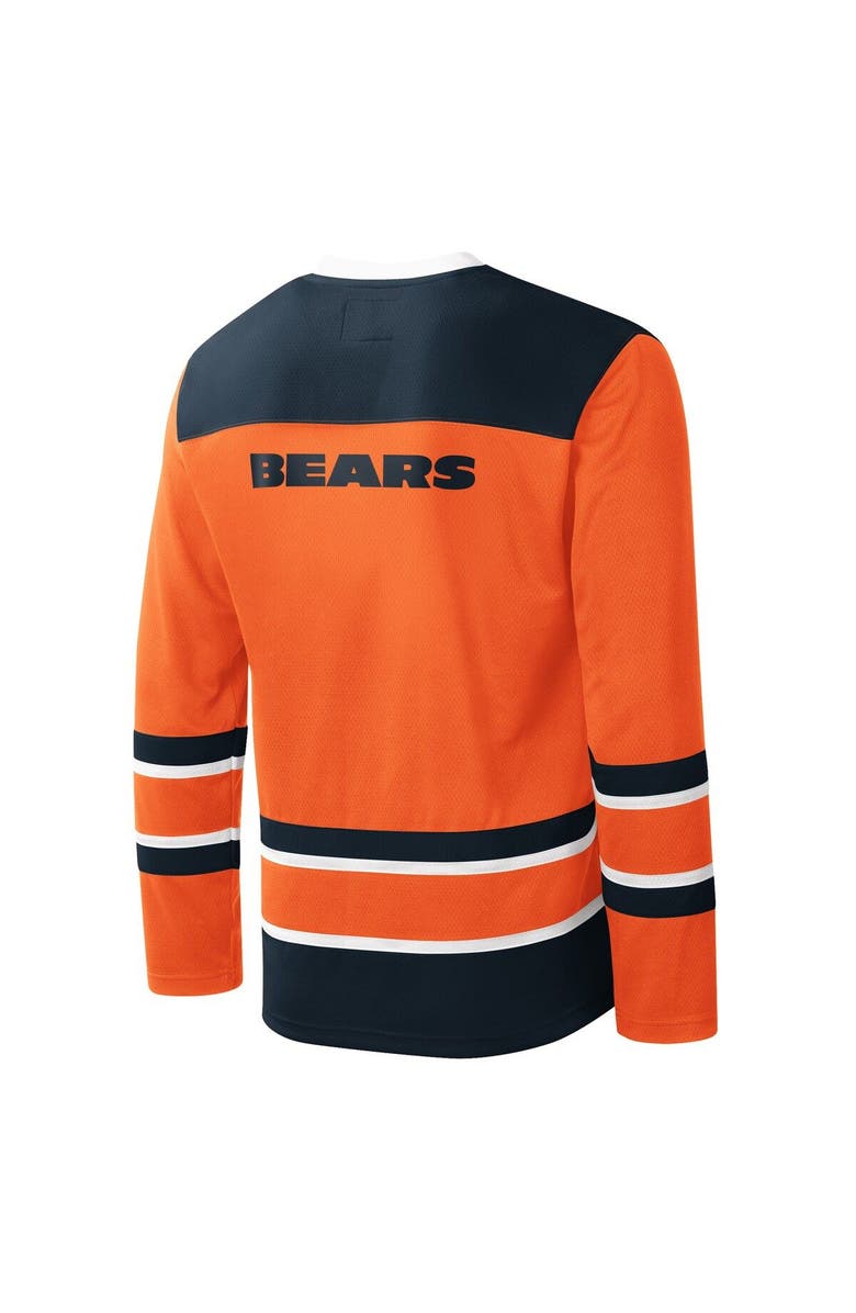 STARTER Men's Starter Orange Chicago Bears Cross-Check V-Neck Long Sleeve T-Shirt, Alternate, color,