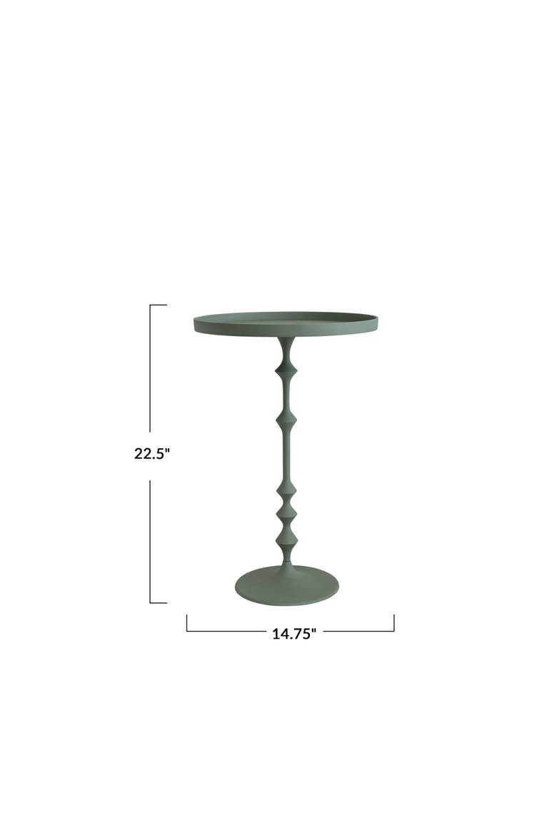 Metal Round Table with Sculptural Silhouette, Alternate, color, Green