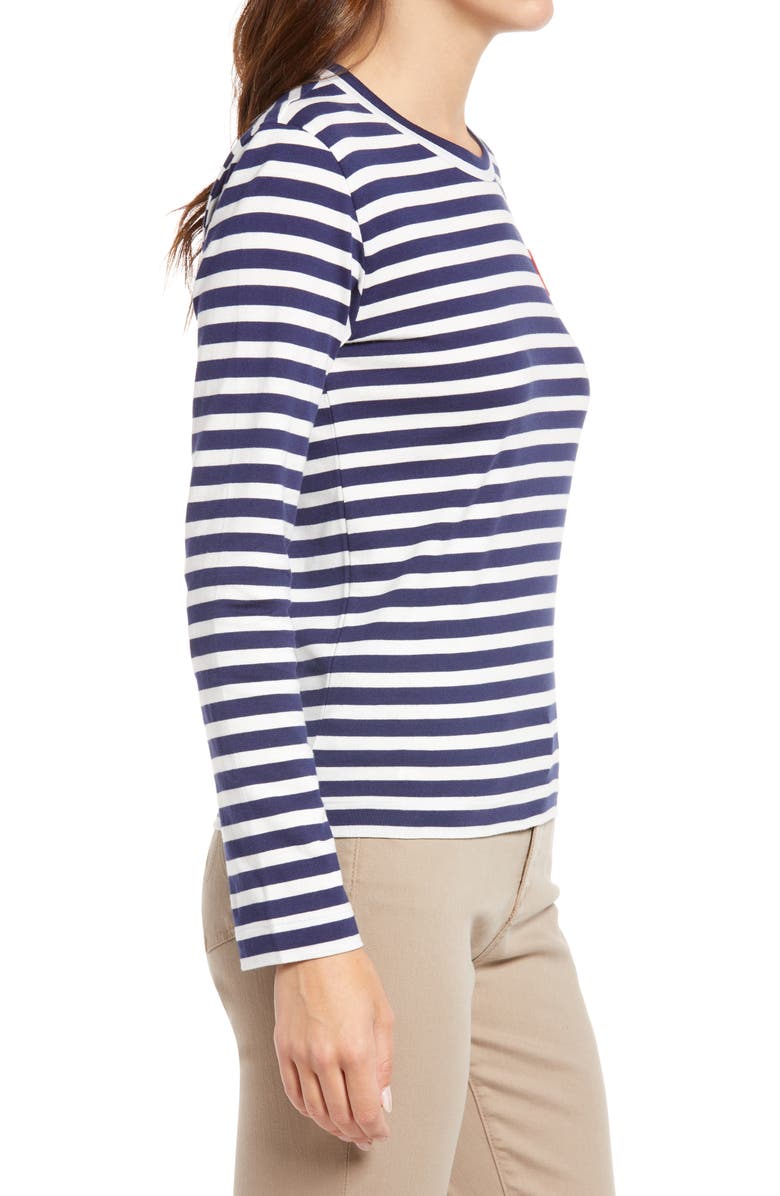Comme des Garçons PLAY Striped Long Sleeve T-Shirt, Alternate, color, 