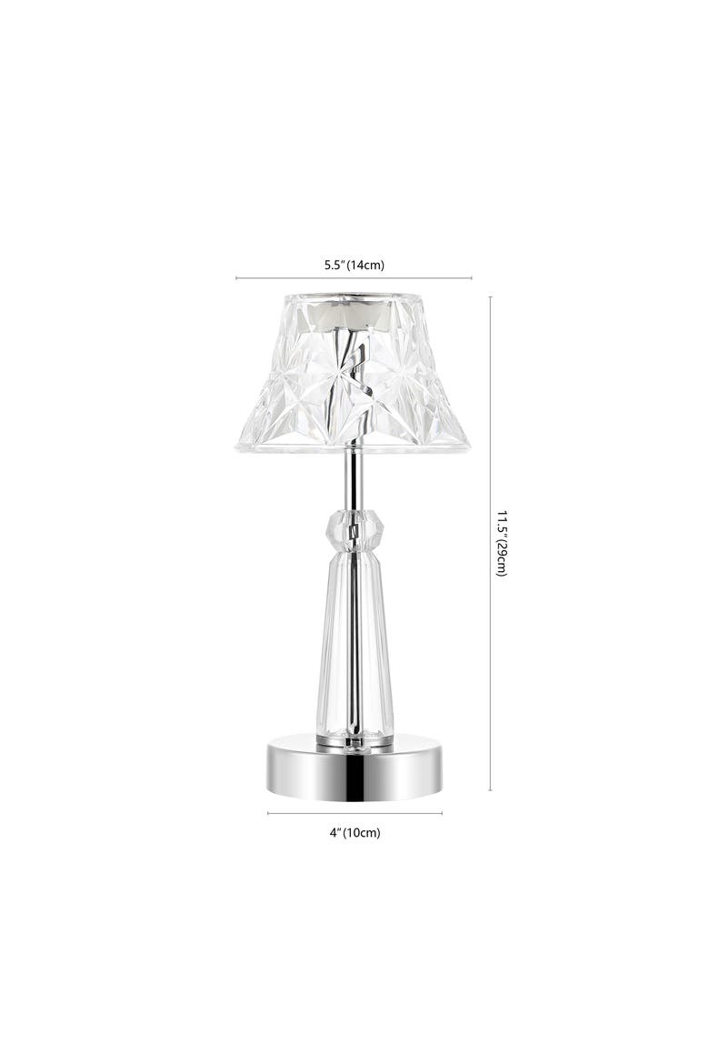Madelyn Bohemian Classic Acrylic Rechargeable Integrated Portable LED Table Lamp, Alternate, color, Clear/Chrome