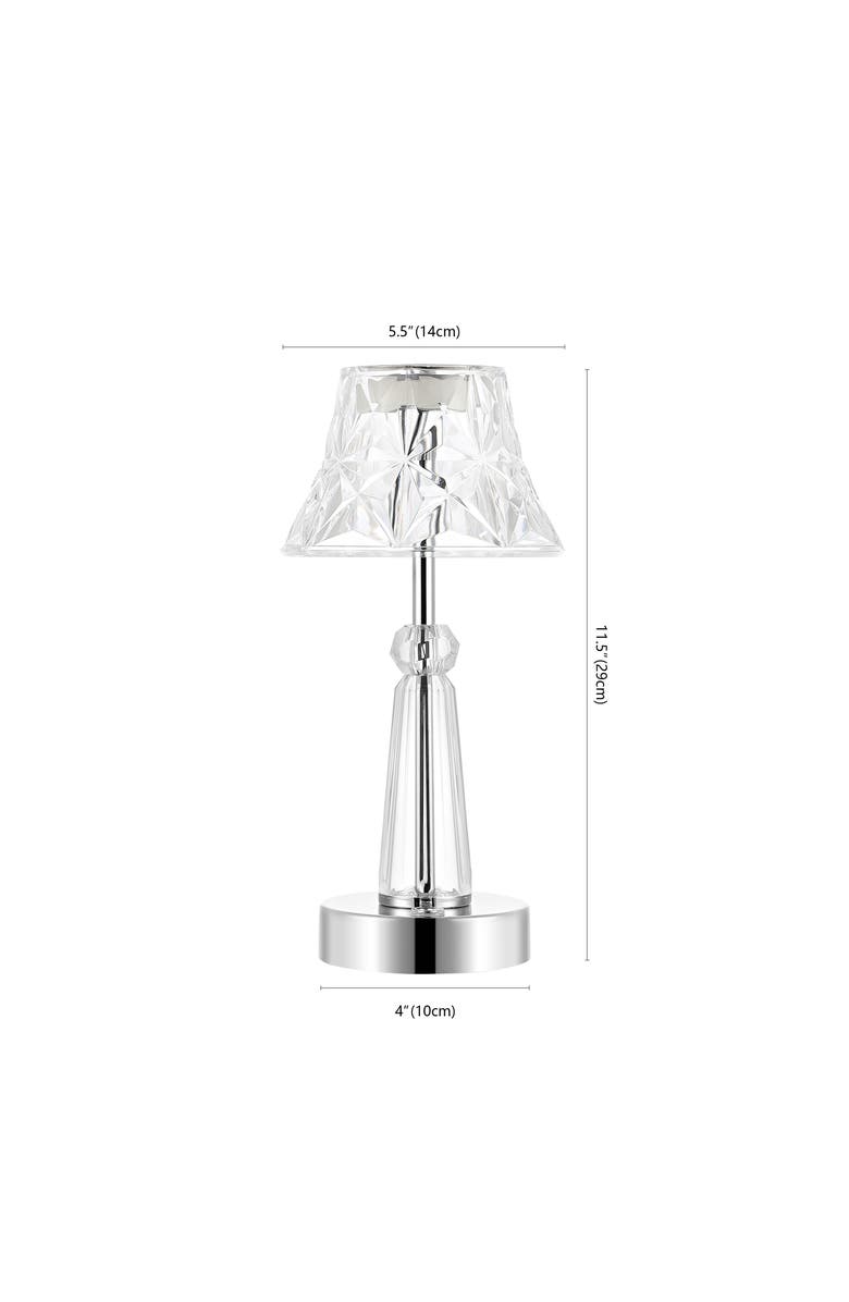 JONATHAN Y Madelyn Bohemian Classic Acrylic Rechargeable Integrated Portable LED Table Lamp, Alternate, color, Clear/Chrome