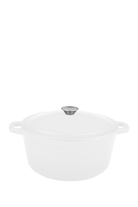 White Neo 5 Qt Cast Iron Covered Casserole Dish