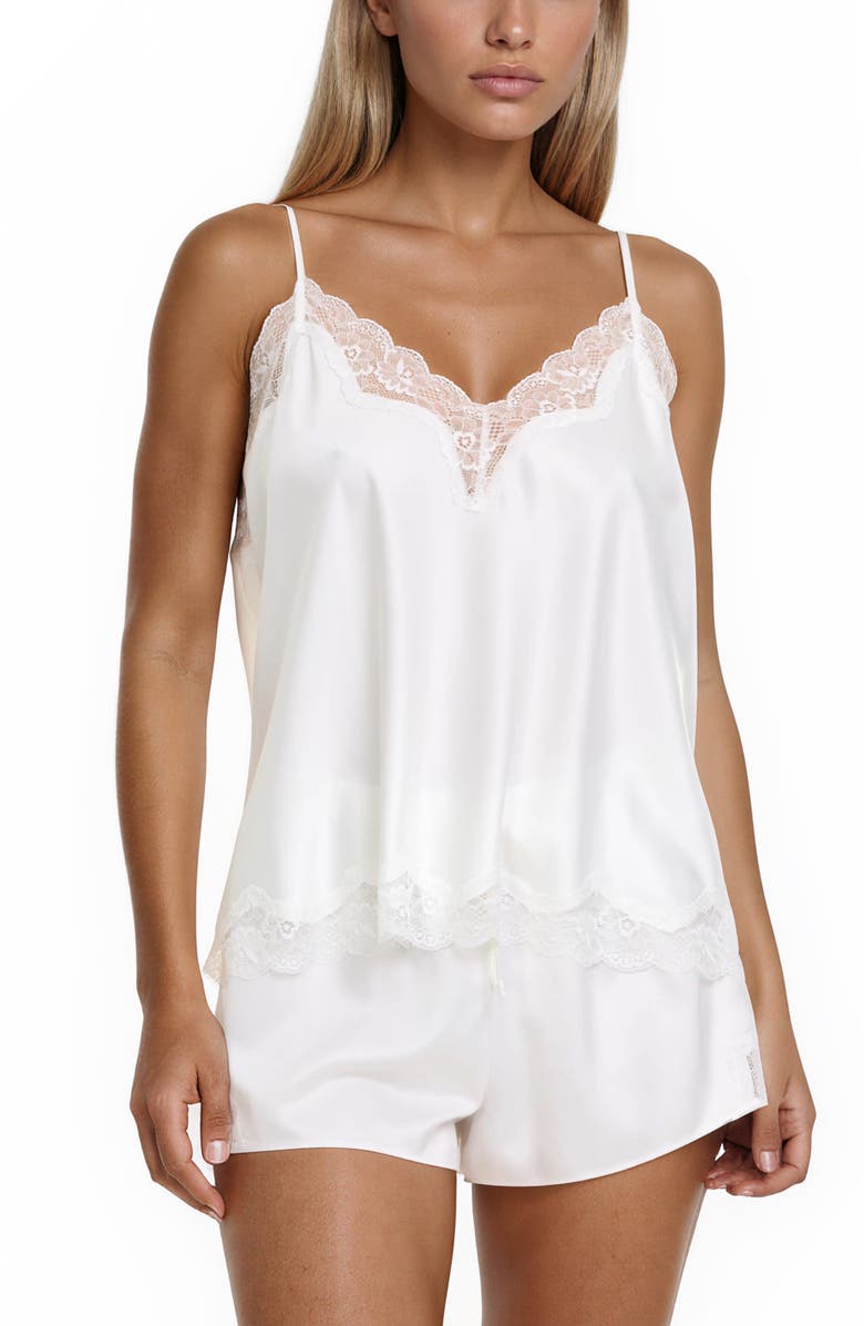 Flora Nikrooz Estella Lace Trim Short Pajamas, Main, color, Ivory