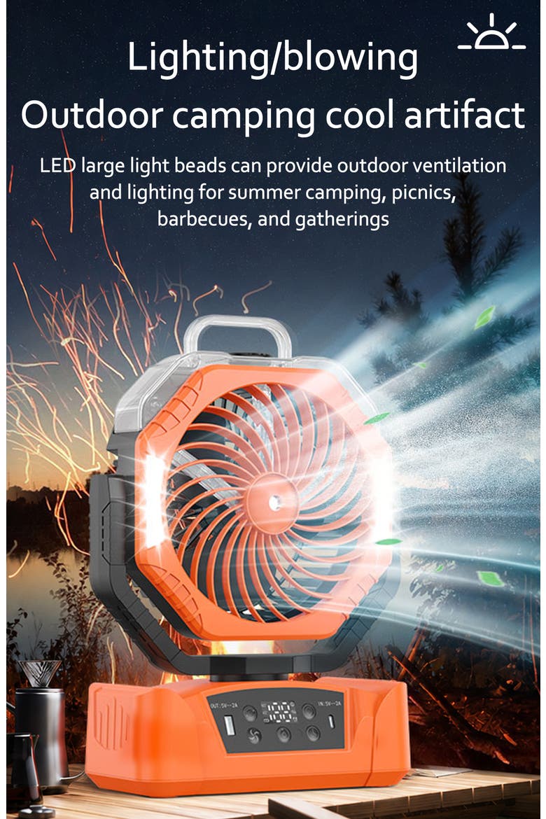 Outdoor Misting Fan, Alternate, color, Orange with black accents