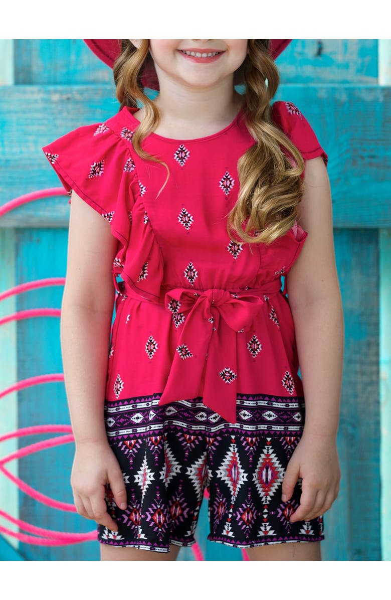 Mia Belle Girls Desert Rose Ruffle Romper, Alternate, color, Pink