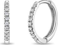 In Season Jewelry 14k Clear Cubic Zirconia Encrusted Hoop Earrings