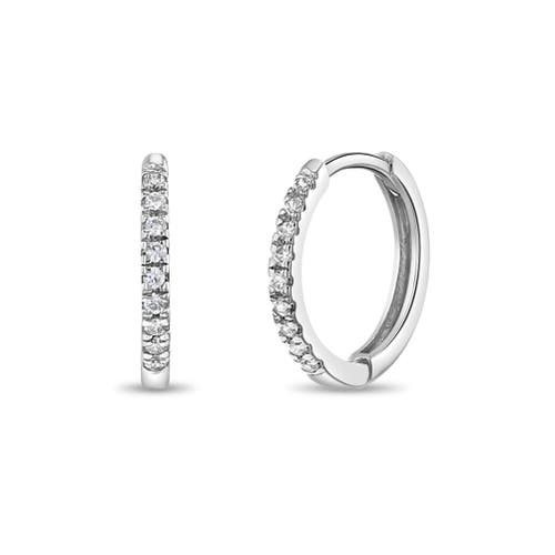 In Season Jewelry 14k Clear Cubic Zirconia Encrusted Hoop Earrings in Silver at Nordstrom